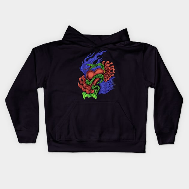 serpent heart Kids Hoodie by artza92